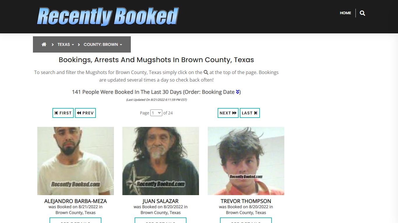 Recent bookings, Arrests, Mugshots in Brown County, Texas - Recently Booked